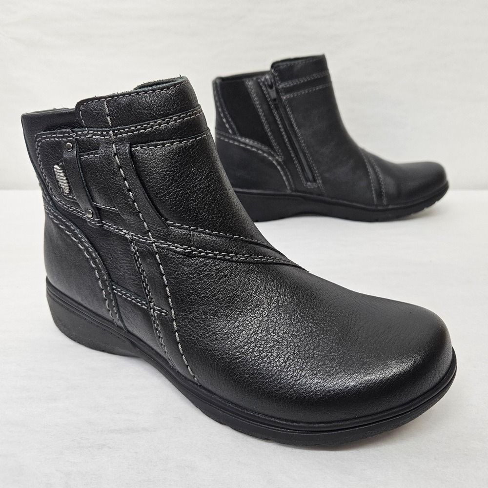 Clarks Carleigh Style Black Leather Ankle Boots 26180394‎ Women's Size 6M